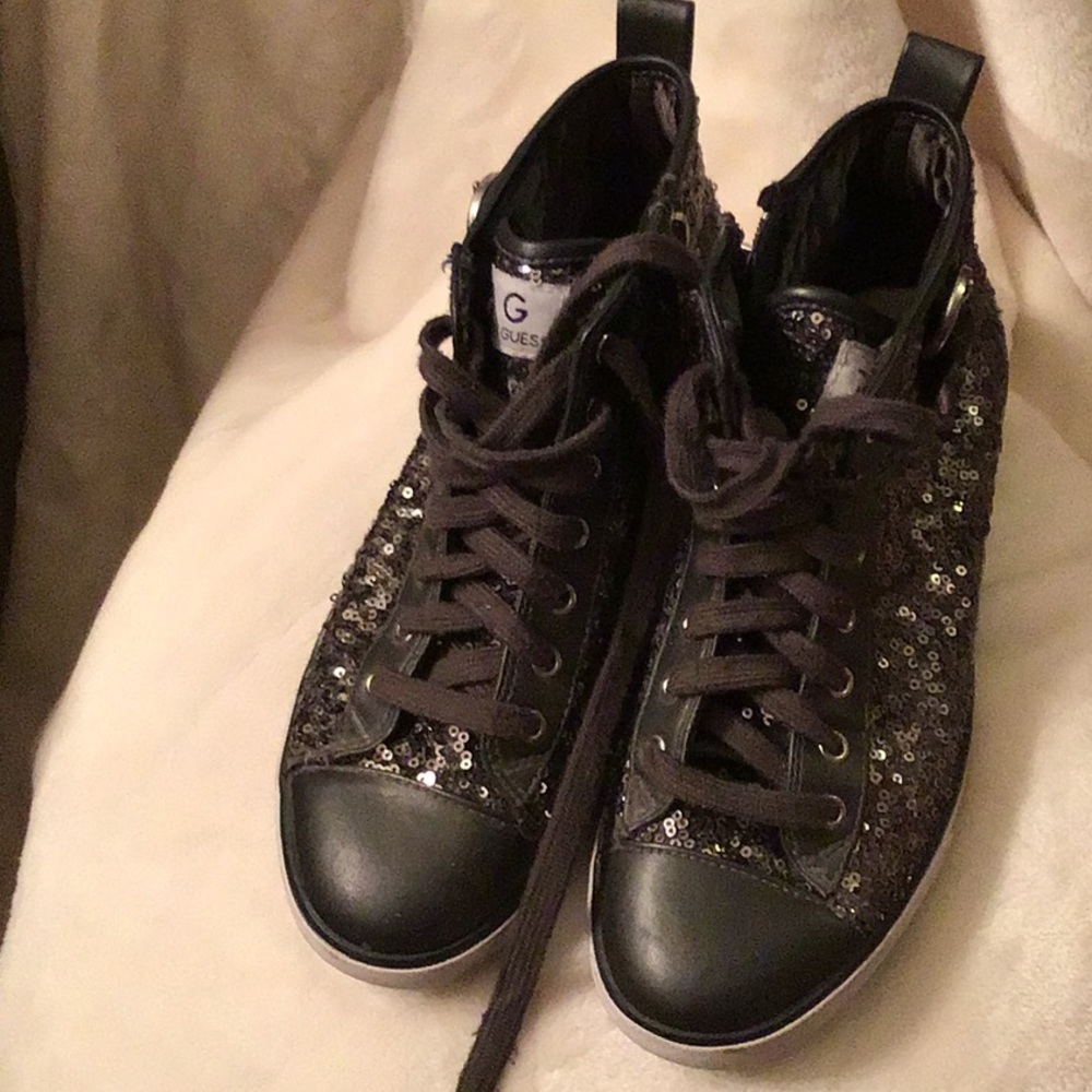 G By GuessTennis Shoes Embellished w/sequins 7 1/2 Side zipper  Bundle & save.